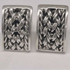 Lois Hill Sterling Silver Basket Weave Earrings